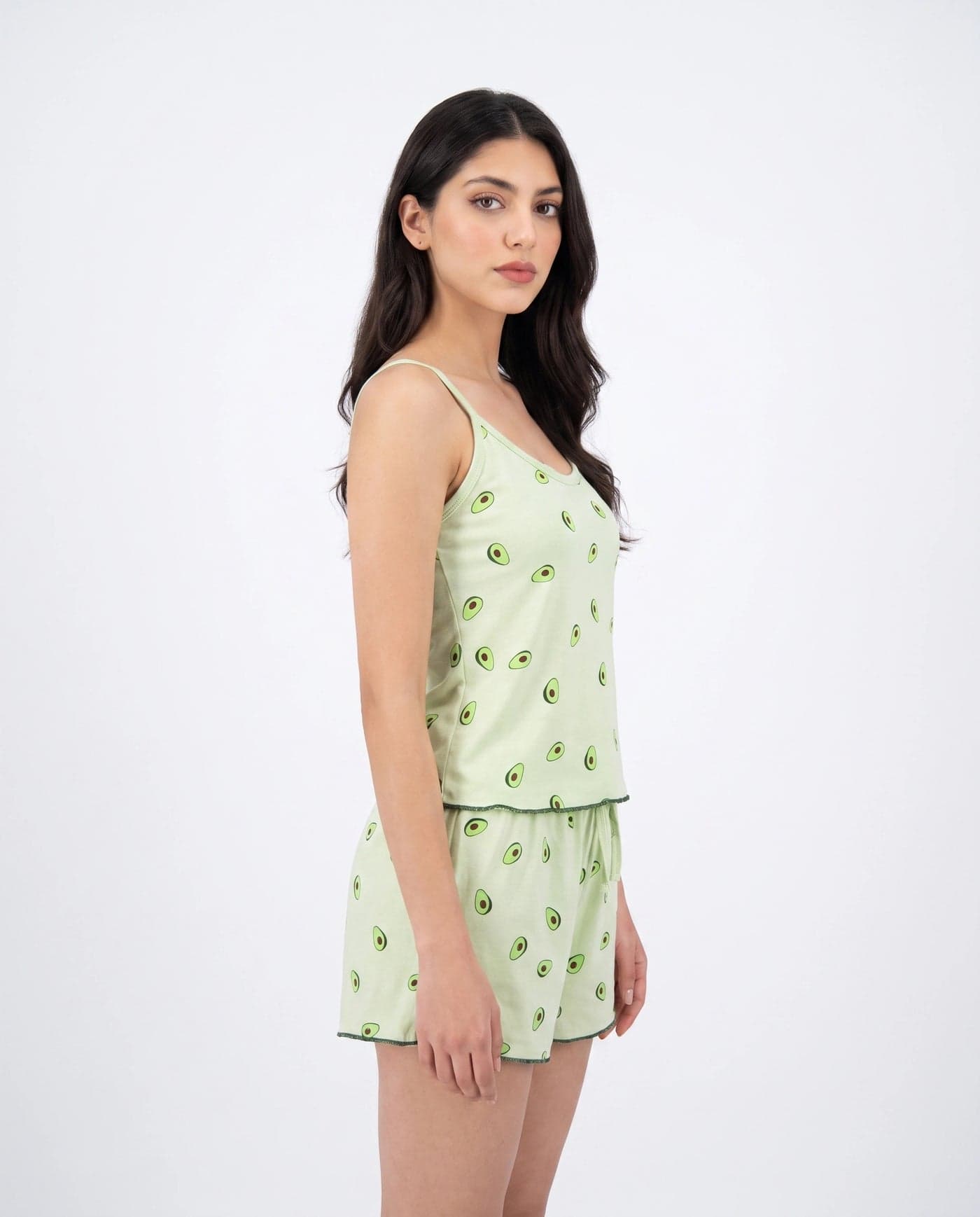 Mint Avocado Print Cotton Cami Set for Women - view 2