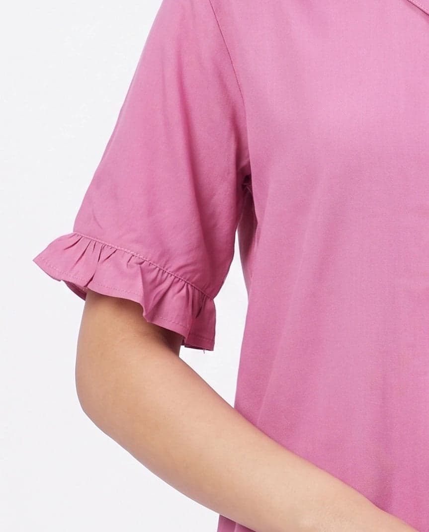 Pink Linen PJ Set for Women - view 4