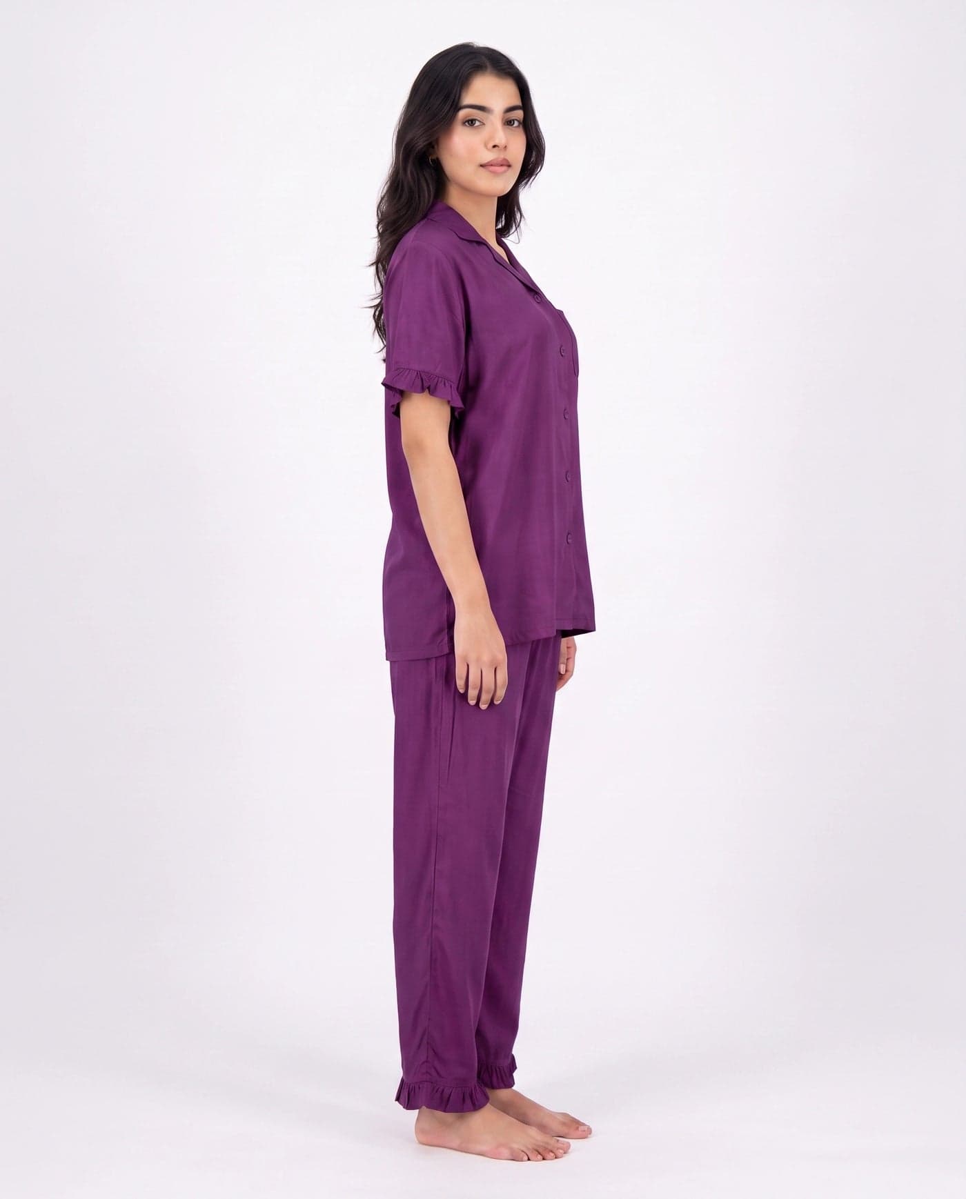 Purple Linen PJ Set for Women - view 2