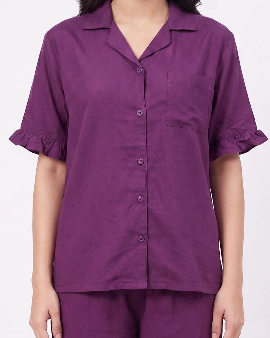 Purple Linen PJ Set for Women - view 6