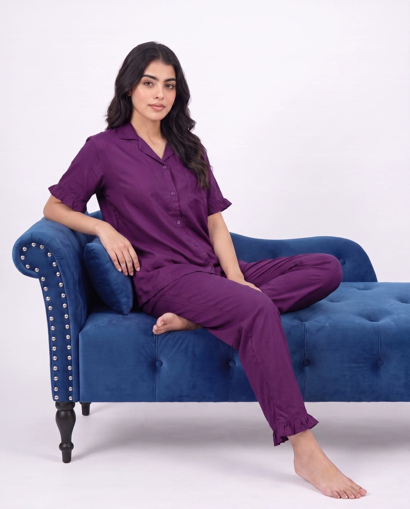 Purple Linen PJ Set for Women - view 7