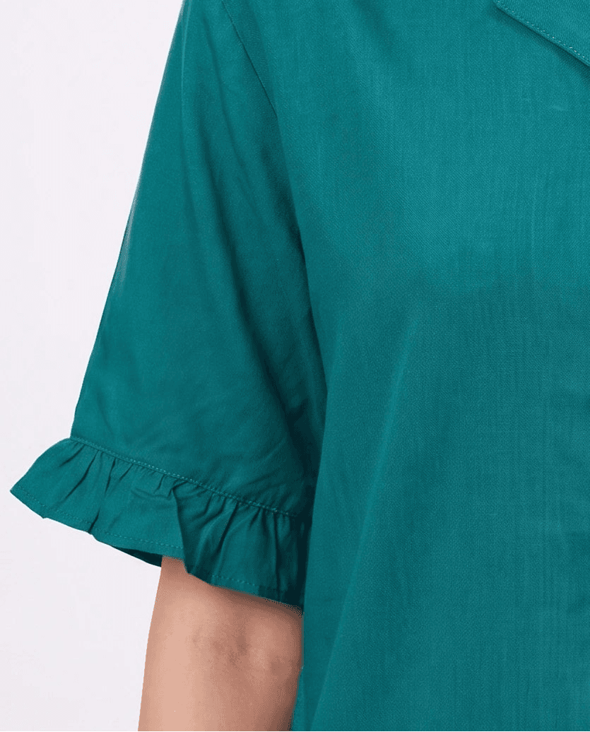Sea Green Linen PJ Set for Women - view 6
