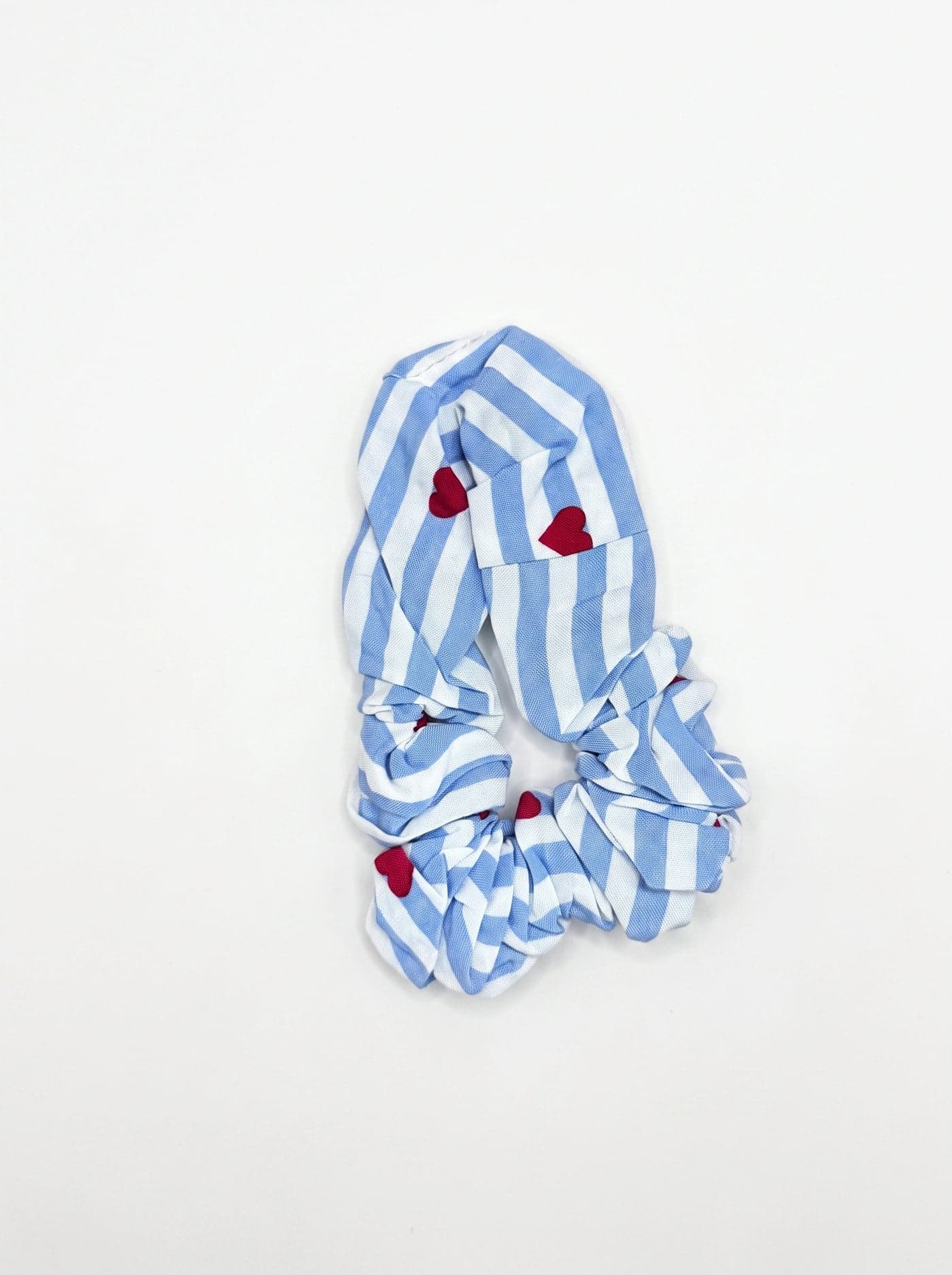 Sky Blue Heart Striped Linen PJ Set for Women - view 6