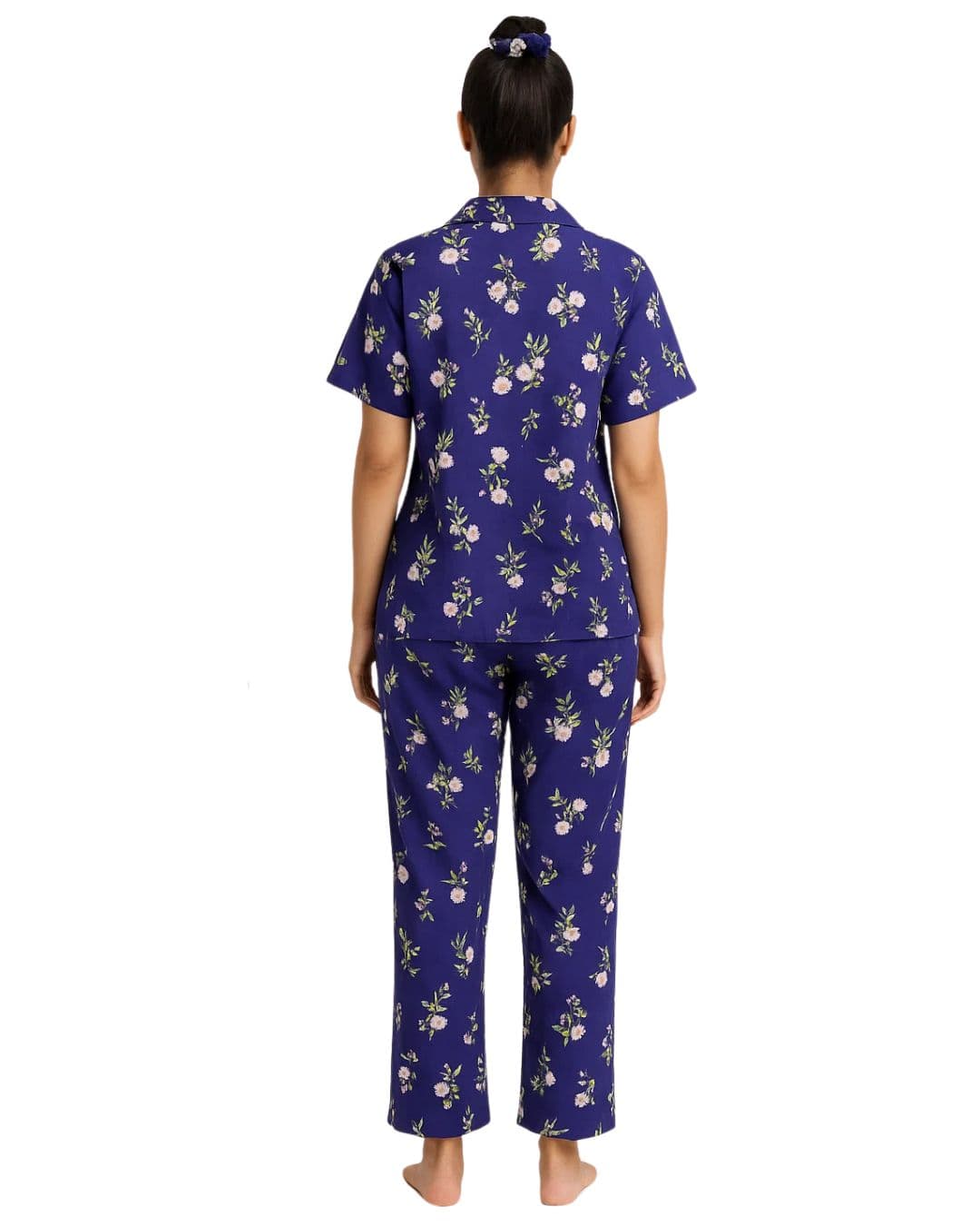 Purple Floral Linen PJ Set for Women - view 2