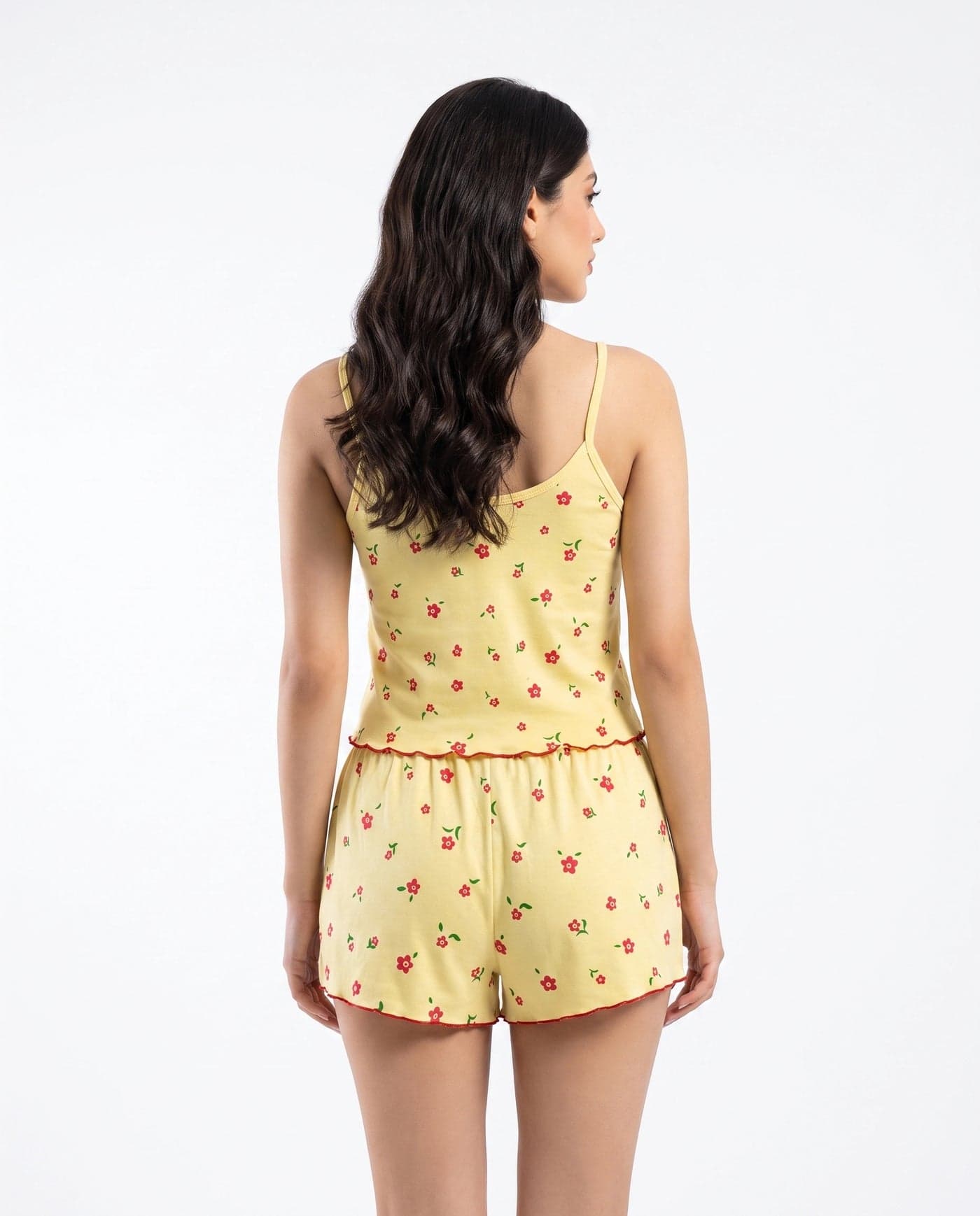 Yellow Floral Cotton Cami Set for Women - view 3