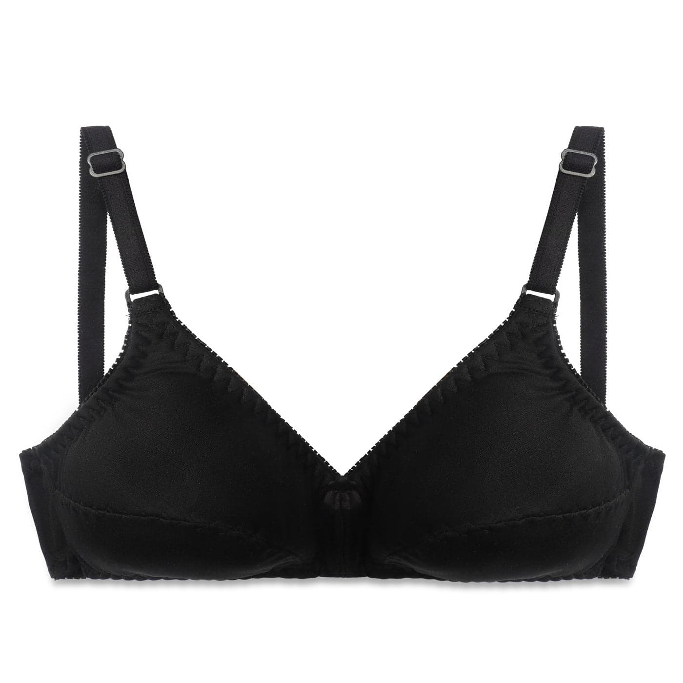 Black Single Padded Wireless Cotton Bra for Women