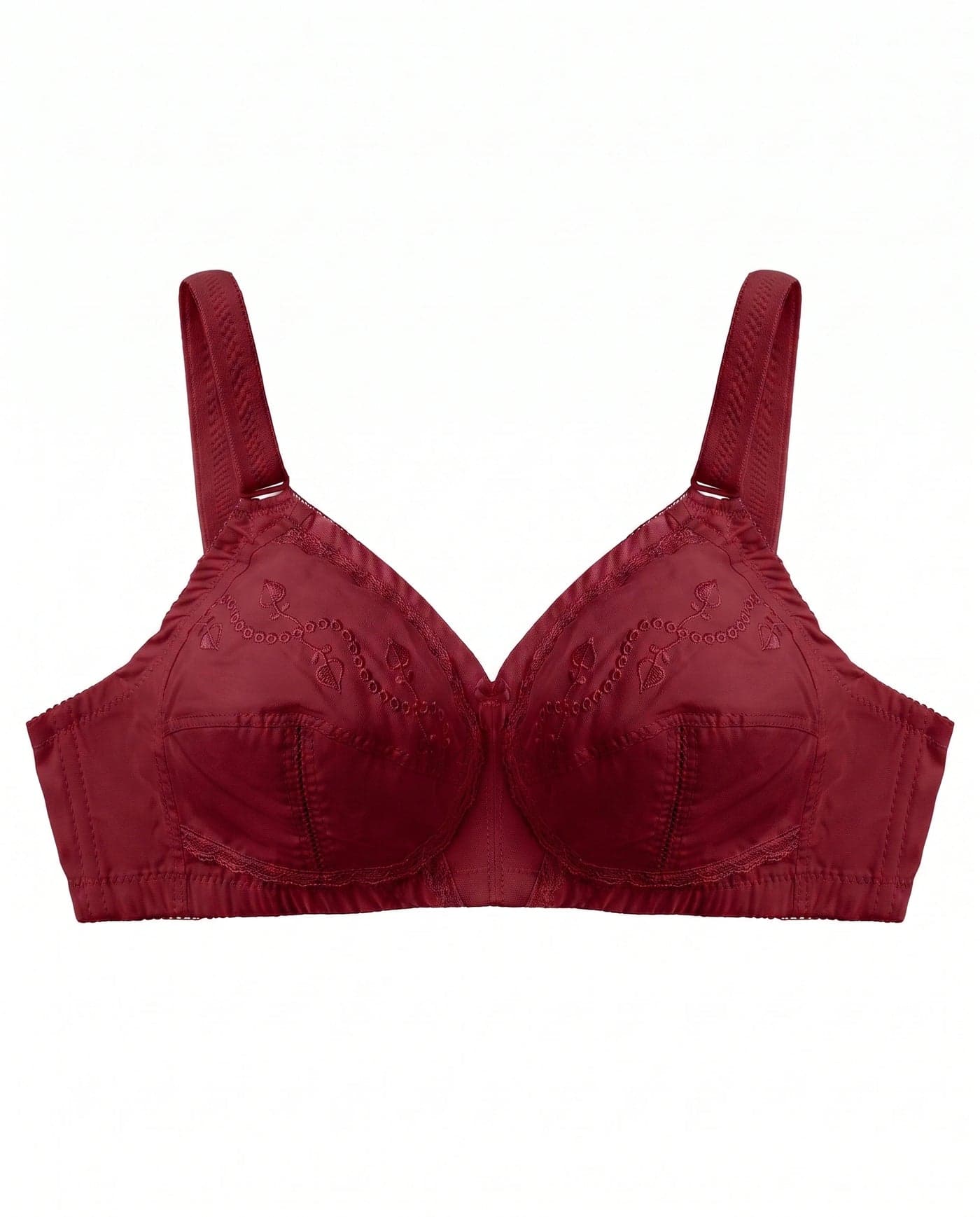 Maroon Lace Non Padded Wireless Bra for Women