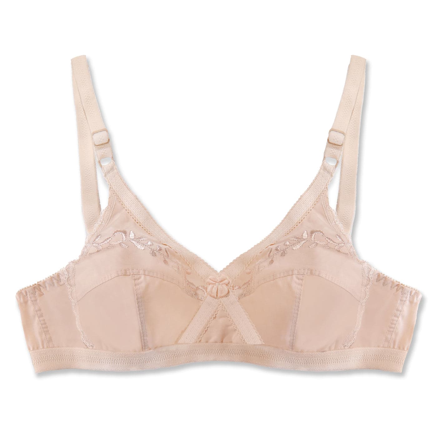 Skin Colour Embroidered Non Padded Wireless Bra for Women