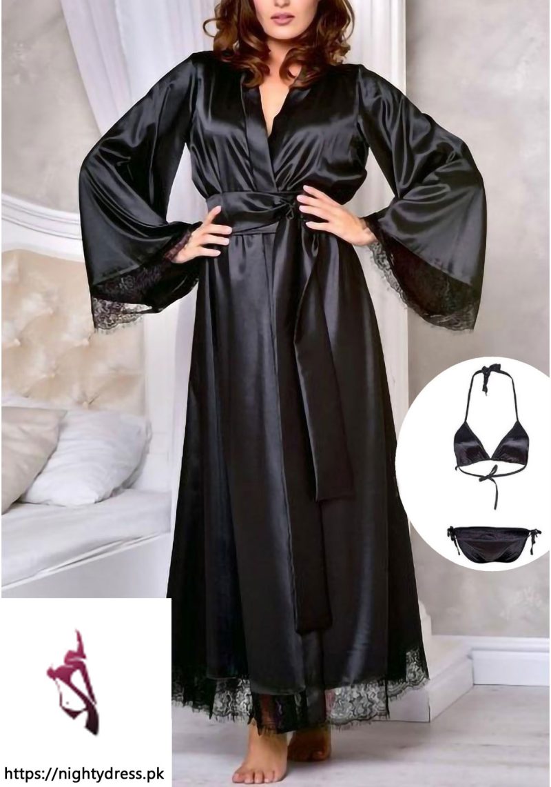Maroon Night Wear Ladies V Neck Silk Nighty at Rs 200/piece in