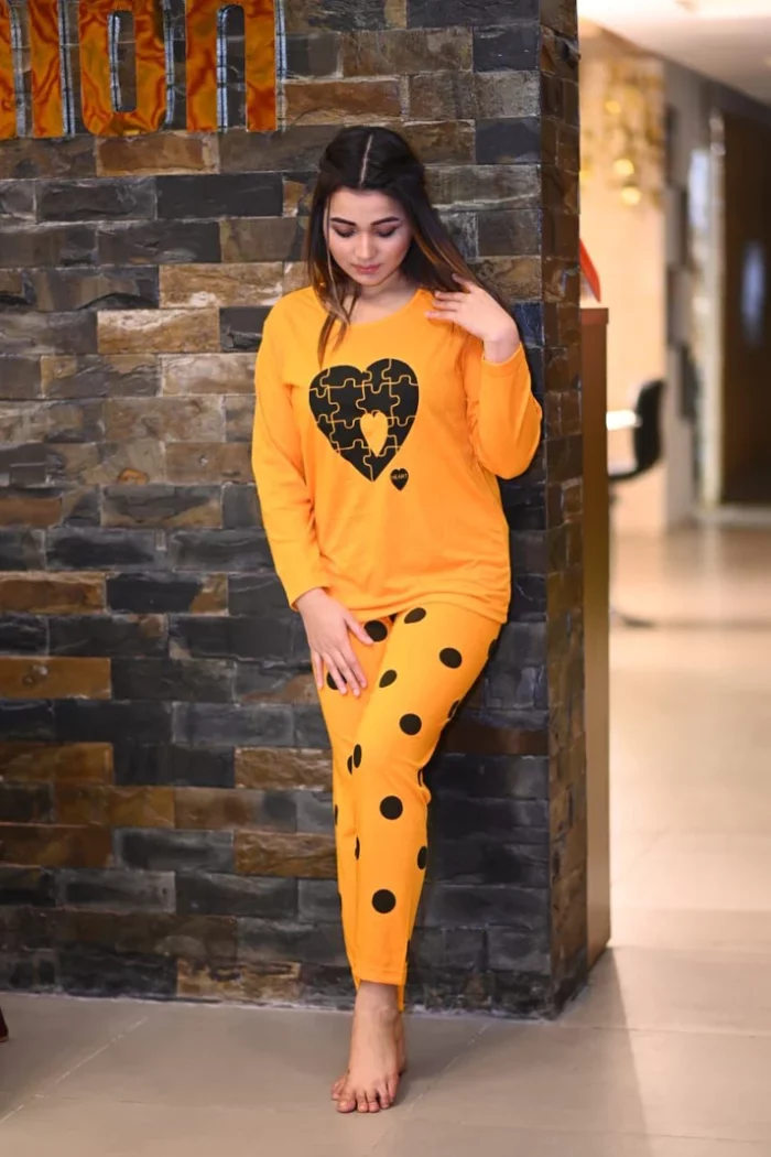 Yellow Puzzle Heart Full Sleeves Printed