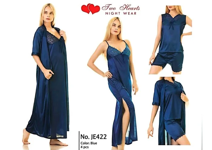 4 Pcs Long Nighty Dress Set For Bridal by nightydress.pk