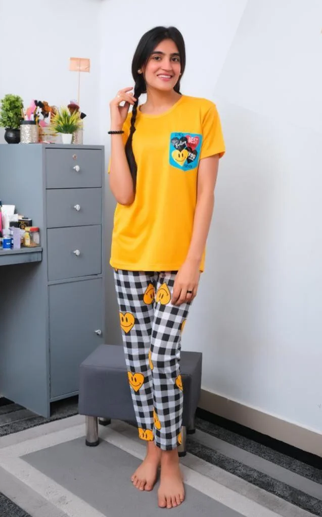 Adorable Printed Ladies Sleepwear Set Shirt and Trouser Combo by nightydress.pk