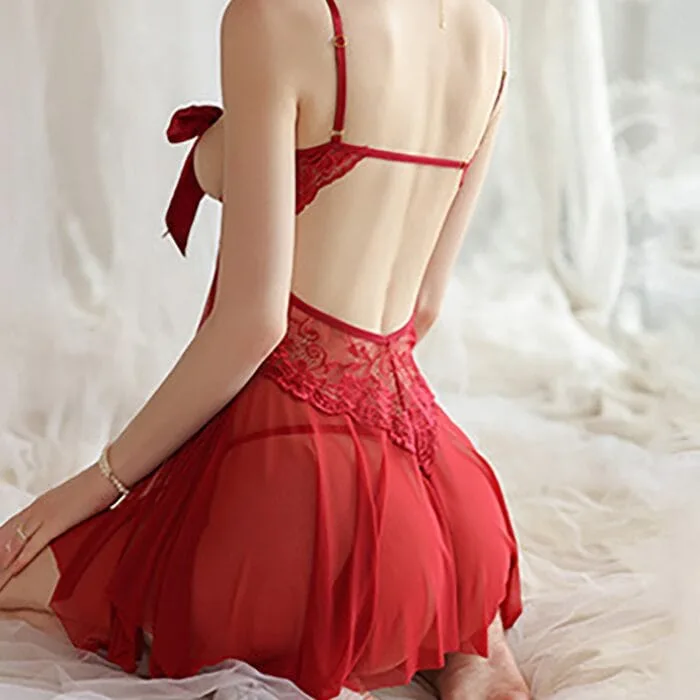 New Style Bow Hot Nighty Dress Set Exclusive Bridal Nightwear - Image 3