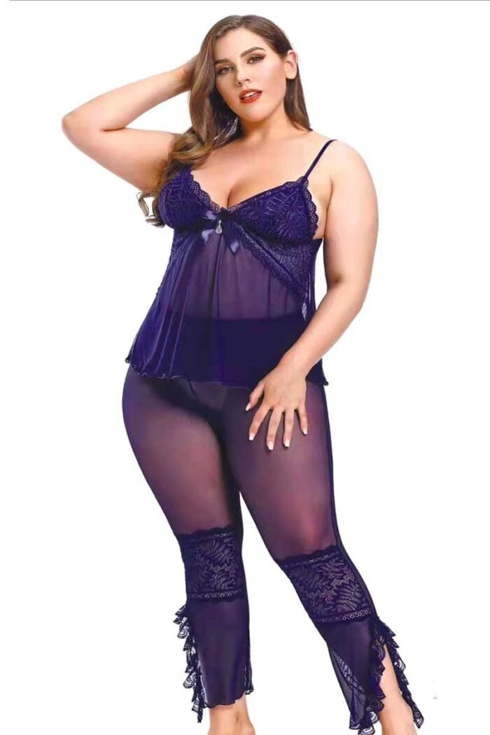 Purple 2 Pcs Nighty Baby doll Back Side