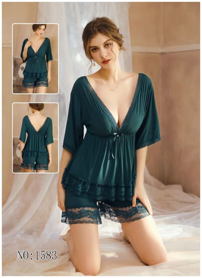 Silky Soft Tank Top Hot Nighty With Short Beautiful Short Nighty #1583 by nightydress.pk