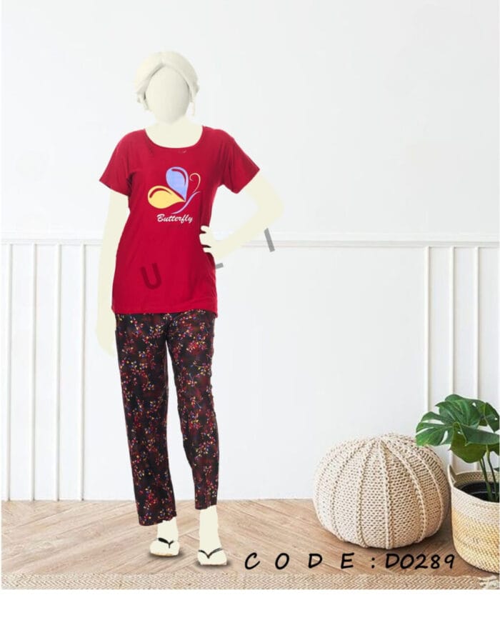 2 Pcs butterfly Printed Pajama Set by nightydress.pk