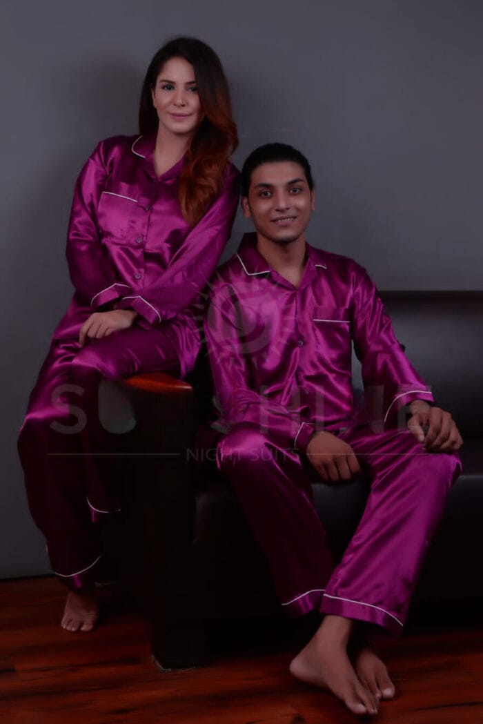 Deep purple Night Dress for Couple by nightydress.pk