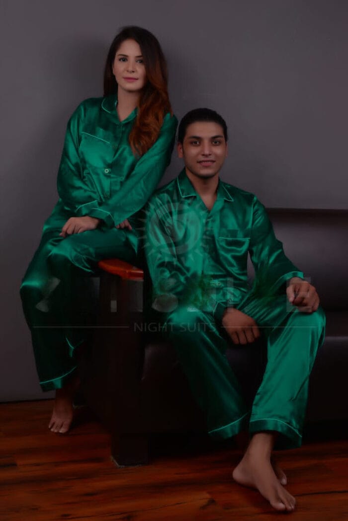 Dark Green Night Dress for Couple by nightydress.pk