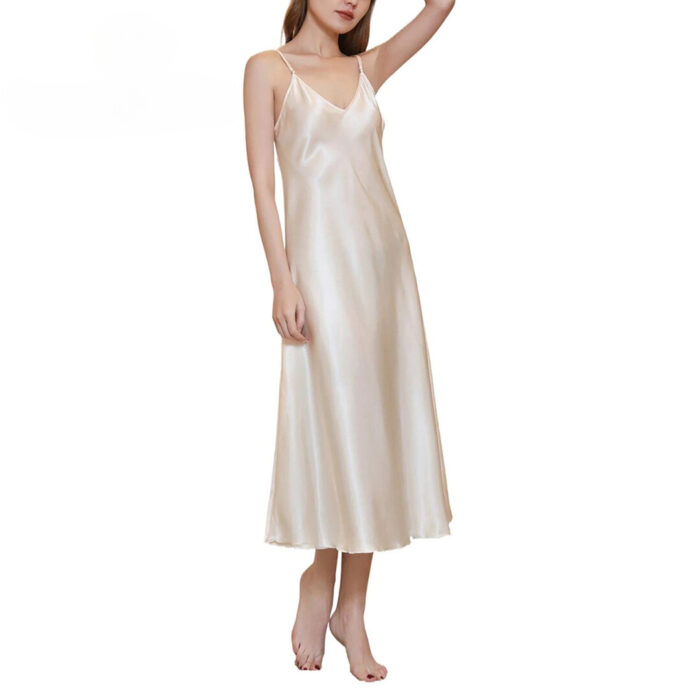 Golden Silk Camisole Night Dress by nightydress.pk