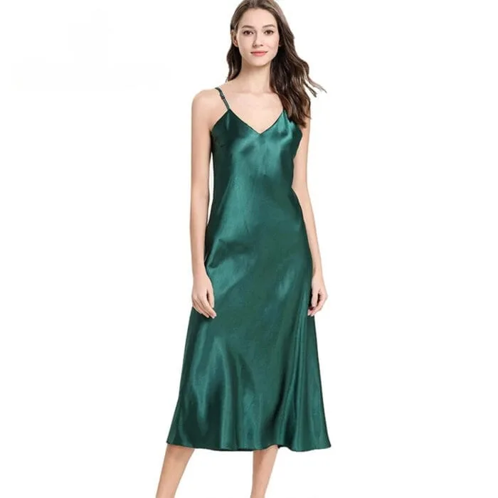 Sea Green Silk Camisole Night Dress by nightydress.pk