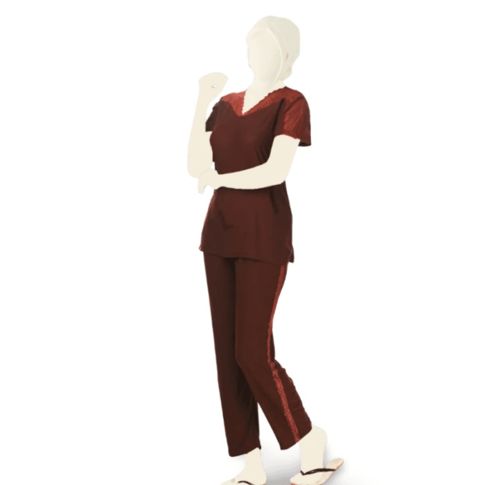 Plain Pajama Set (shirt & trouser) Night Suit for Women - Image 2